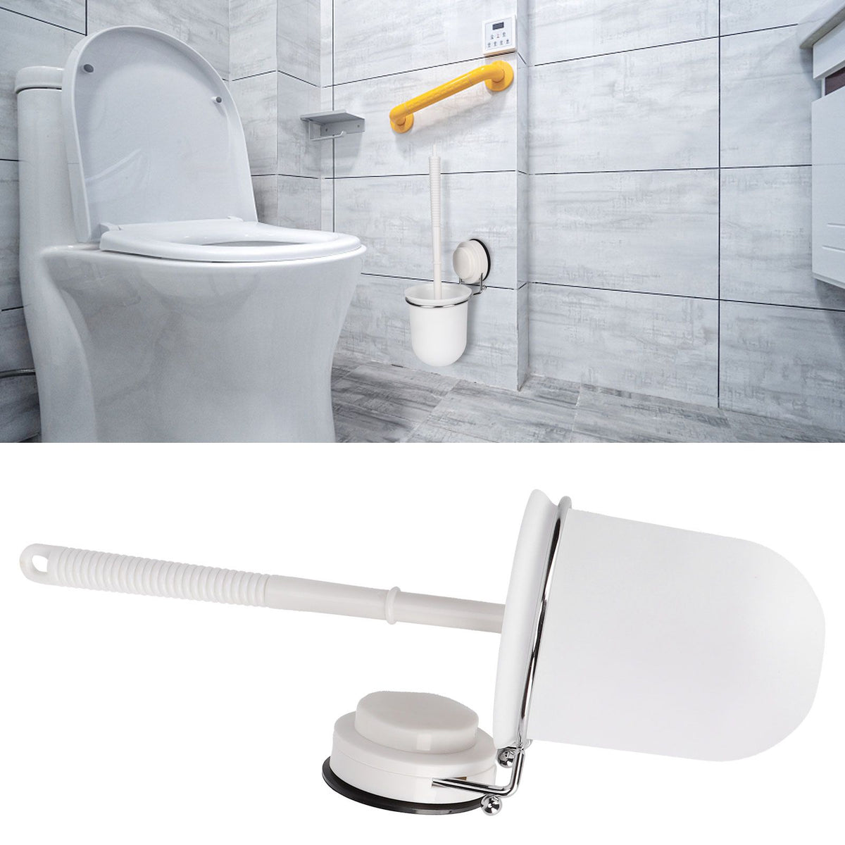 Toilet Brush and Holder WallMounted Toilet Bowl Brush Set Bathroom Cleaning Kit for Bathroom