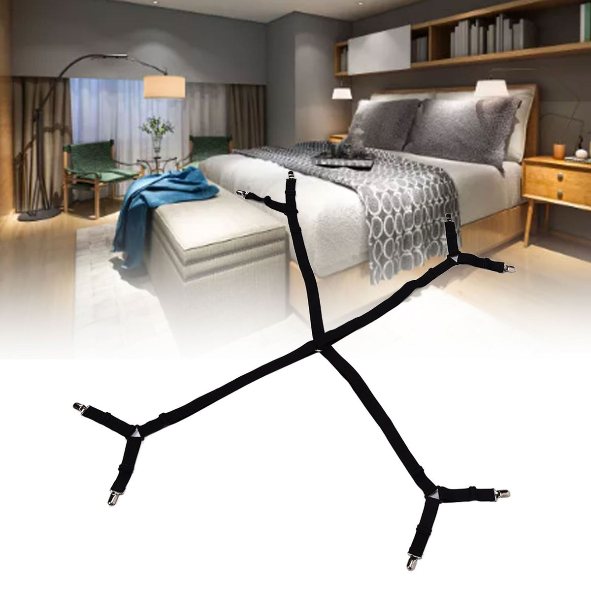 Bed Sheet Fastener Curtain Sofa Cushion Clip Adjustable Bedsheet Strap Elastic Bed Sheet Holder