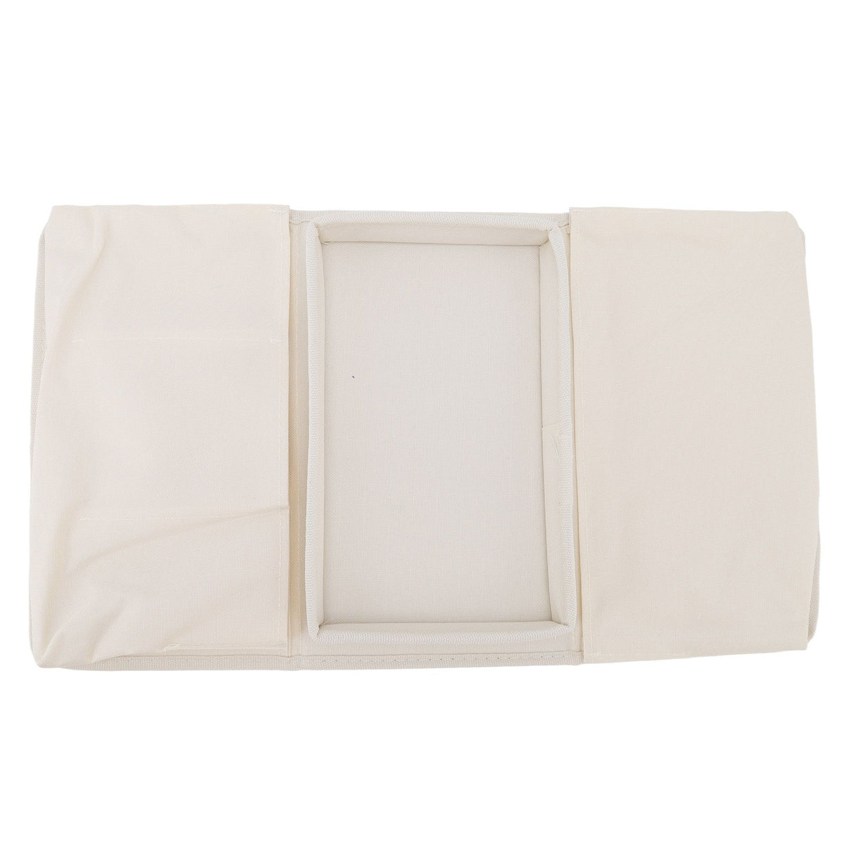 Sofa Tray Folding Arm Storage Holder Table 600D Oxford Cloth Side Pockets for Couch Beige