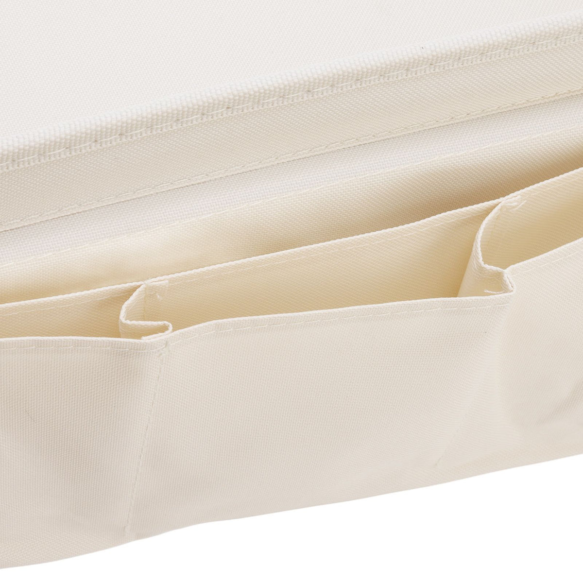 Sofa Tray Folding Arm Storage Holder Table 600D Oxford Cloth Side Pockets for Couch Beige
