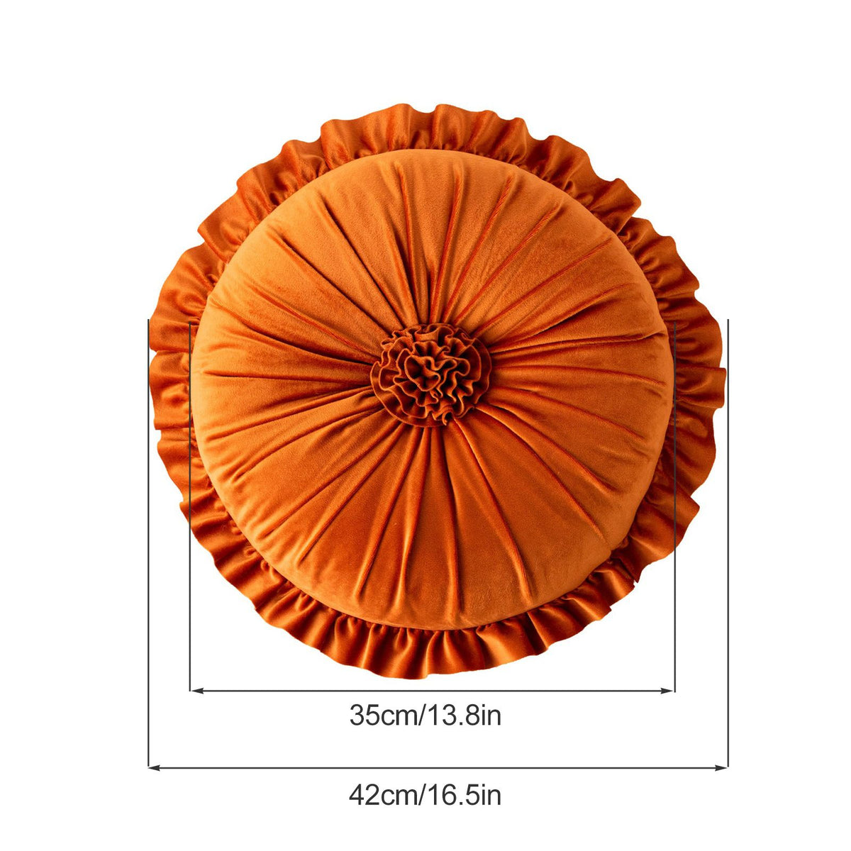 Round Velvet Cushion Ruffled Flower Cushion Decorative Sofa Throw Pillow
