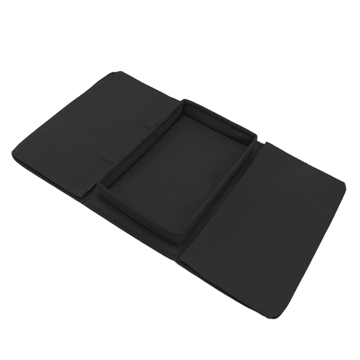 Sofa Tray Folding Arm Storage Holder Table 600D Oxford Cloth Side Pockets for Couch Black