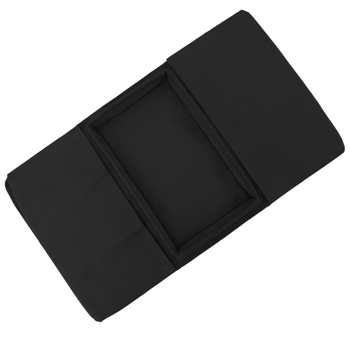 Sofa Tray Folding Arm Storage Holder Table 600D Oxford Cloth Side Pockets for Couch Black