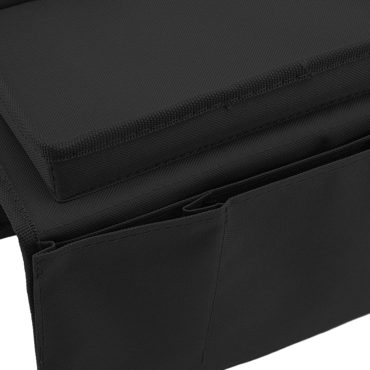 Sofa Tray Folding Arm Storage Holder Table 600D Oxford Cloth Side Pockets for Couch Black