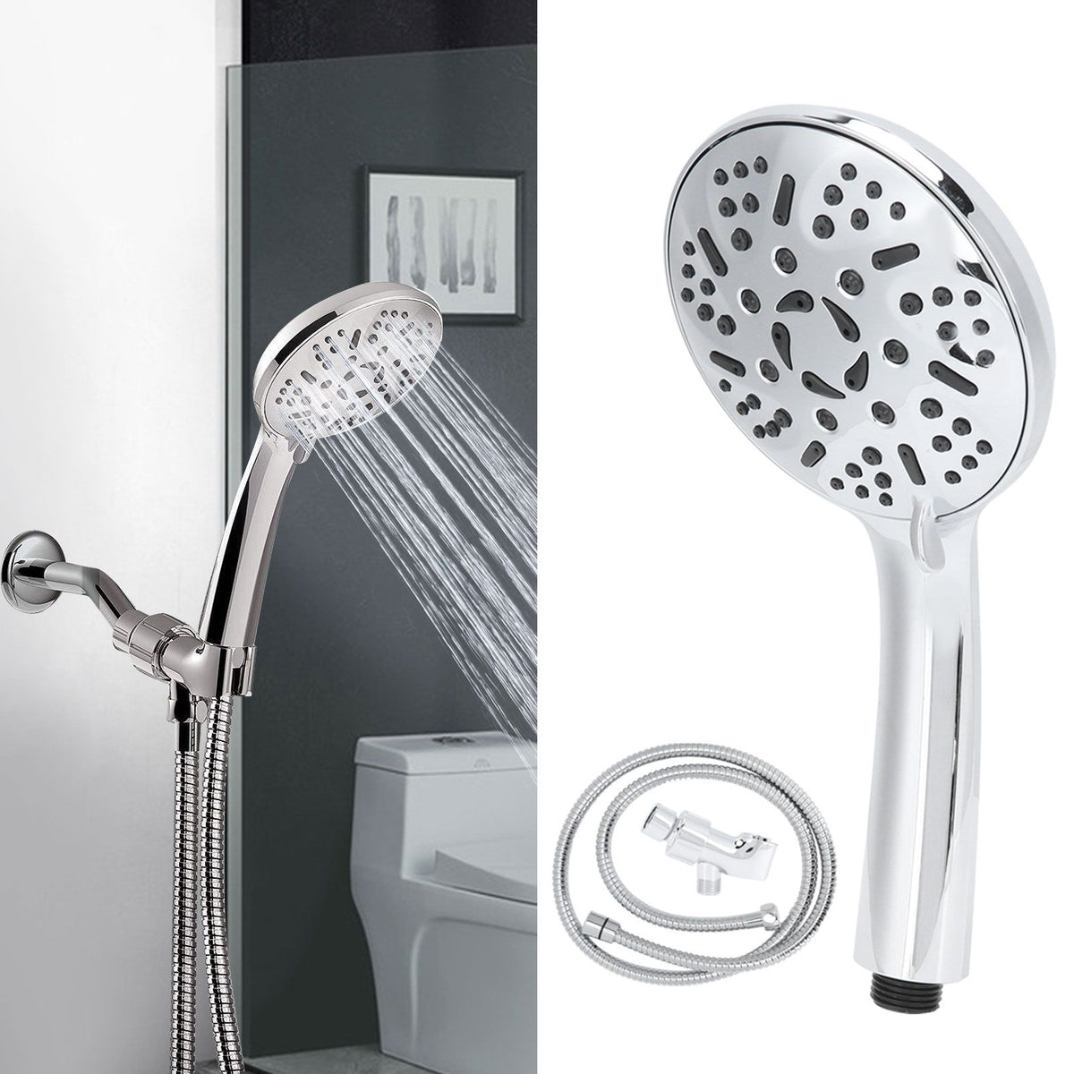 G1/2 Shower Head Pressurized Handheld Shower Sprayer with 9 Spray Modes for Bathroom UseShower Head Set