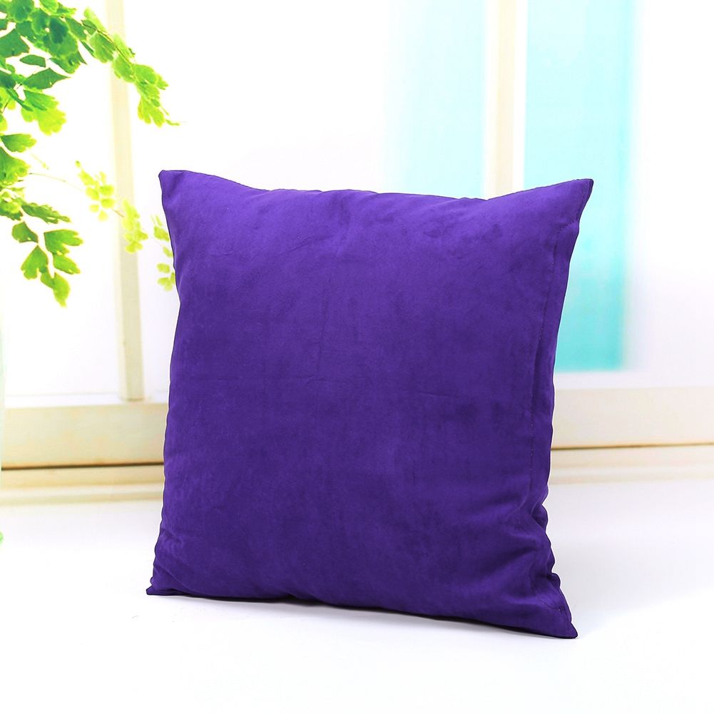 Vintage Linen Cotton Throw Square Pillow Waist Cushion Case Sofa Bed Home (Violet)