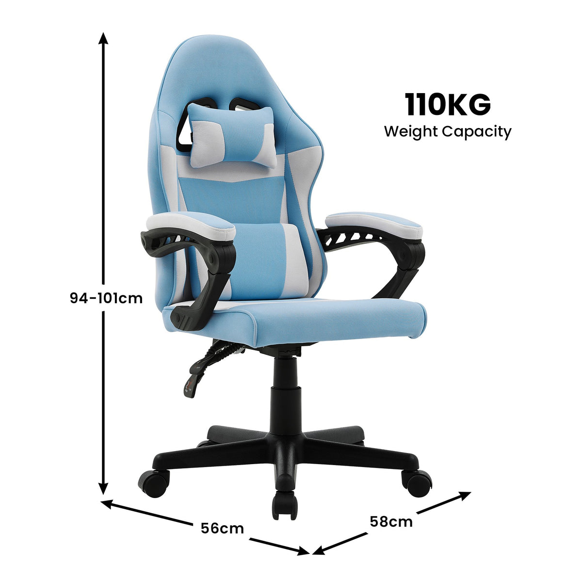 Sarantino Antre Kids Study Gaming Chair in Black and White Office Adjustable Height Chair